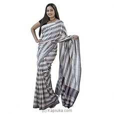 White and brown Checked Rayon mixed Cotton Saree-S2007 Buy COTTON WEAVERS HANDLOOM SRI LANKA Online for specialGifts