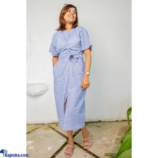 Saloni Bandage Sky Linen Midi Dress Buy JoeY Clothing Online for specialGifts