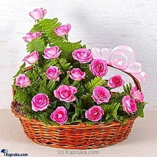 Basket Arrangement Of 20 Pink Roses  Online for intgift