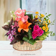 Divine Basket Of Roses And Lilies Buy Flower Delivery Online for specialGifts