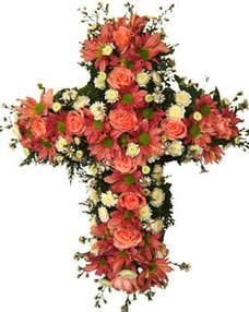 Cross Type Wreath - Pink Roses Buy sympathy Online for specialGifts