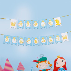 Happy Birthday Banner For Party Decorations, Swallowtail Flag Happy Birthday Sign, Gold Happy Birthday Banner (Blue) Buy party Online for specialGifts