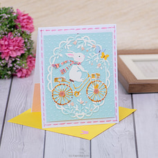 Cycling Rabbit Reusable Pocket Card, Handmade Greeting Card Buy easter Online for specialGifts