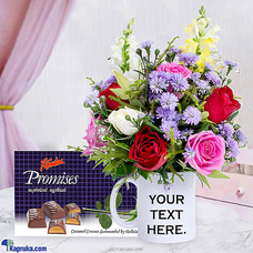 Customizable Mug with  Blooms and Kandos Promises Chocolate at Kapruka Online