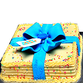 Happy Birthday Ribbon Cake- 2LB - (SHAPED CAKE) Blue Online at Kapruka | Product# cakeFAB00216_TC1