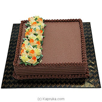 Welldeco Chocolate Cake With Flowers - 3lb-(shaped CAKE) Online at Kapruka | Product# cakeFAB00221