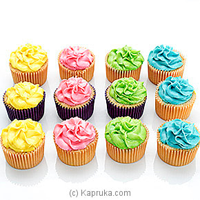 Rainbow Vanila Cup Cake - 12pcs Online at Kapruka | Product# cakeHOME00127