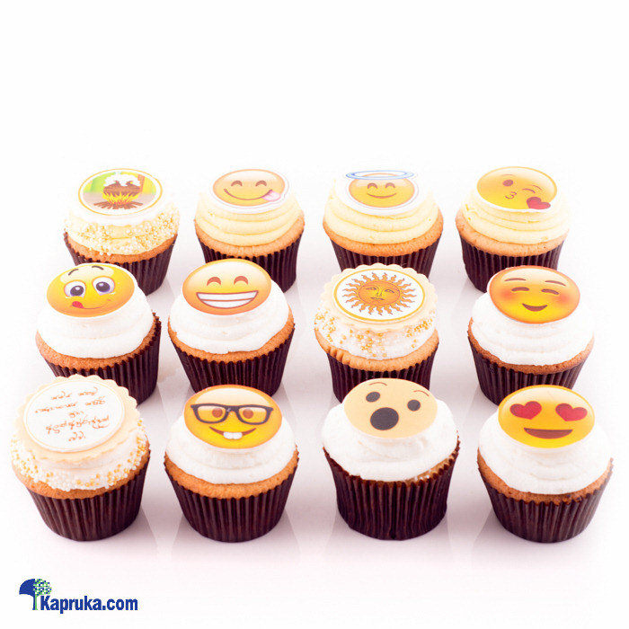 New Year Wishes With Emoji Cup Cakes- 12 Piece Online at Kapruka | Product# cakeHOME00170