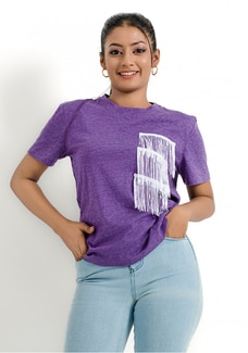 LAYERED EMBELLISH PURPLE T SHIRT Buy NILS Online for specialGifts
