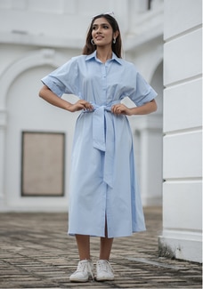 MOLLY FRONT TIE LIGHT BLUE DRESS Buy NILS Online for specialGifts