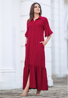 LAWSON RED BUTTONED DETAIL DRESS Buy NILS Online for specialGifts