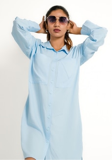 LOLA LIGHT BLUE BAGGY SHIRT DRESS Buy NILS Online for specialGifts