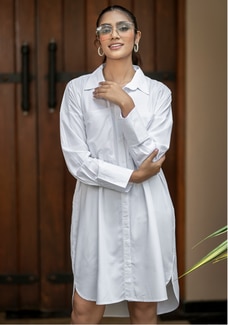 LOLA WHITE BAGGY SHIRT DRESS Buy NILS Online for specialGifts
