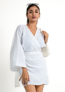 HADLEY WHITE WRAP AROUND DRESS Buy NILS Online for specialGifts