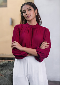 LONG SLEEVE MAROON BLOUSE Buy NILS Online for specialGifts