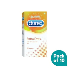 Imported Durex Extra Dotted Condoms - Enhance Pleasure with Textured Sensation - Pack of 10 Buy Infinite Business Ventures Pvt Ltd Online for Pharmacy