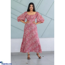 Hailey Puff Sleeve Shirring Maxi Dress Buy KICC Online for specialGifts