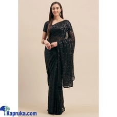 Beautiful Tone to Tone Sequence Work Black georgette saree Buy Xiland Group Ventures Pvt Ltd Online for specialGifts