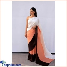 White, Peach & Brown Crushed exclusive pattern Saree Buy Xiland Group Ventures Pvt Ltd Online for specialGifts