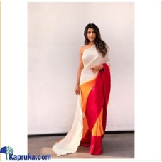 White, Orange & Red Crushed exclusive pattern Saree Buy Xiland Group Ventures Pvt Ltd Online for specialGifts