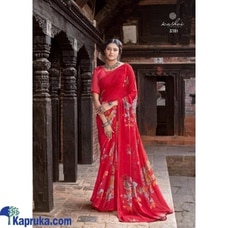 Red Color Georgette With Swarovski Lace Saree at Kapruka Online