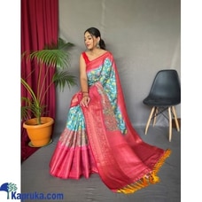 3D patola prints all over the saree in green with rich pallu and Tassels Buy Xiland Group Ventures Pvt Ltd Online for specialGifts
