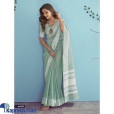 Soft Linen silk with Chikankari Weaved Border at Kapruka Online
