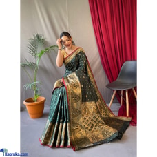 Pure soft silk kanchipuram saree with silver and gold zari weaved with 9` double peacock border Buy Xiland Group Ventures Pvt Ltd Online for CLOTHING