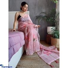 Pure soft organza silk weaving border saree with beautiful floral prints foil outing all over Buy Xiland Group Ventures Pvt Ltd Online for specialGifts