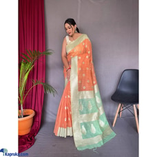 Pure Linen slub Silk Saree with Original zari weaving, exclusive contrast rich pallu Buy none Online for specialGifts