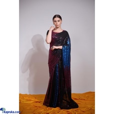 Multi color sequence worked georgette saree Buy Xiland Group Ventures Pvt Ltd Online for CLOTHING