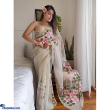 Organza Digital Print Soft Shiny Art Silk Saree with inspired Gold Woven Borders both sides Buy Xiland Group Ventures Pvt Ltd Online for specialGifts