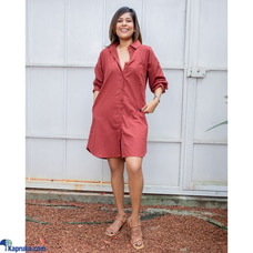 Arden Button Down Dress -Brick Orange Buy JoeY Clothing Online for specialGifts