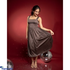 Daria Flared Midi Dress-Metallic Bronze Buy JoeY Clothing Online for specialGifts