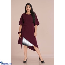 Crepe Cotton Plain & Stripes V Dress Buy Innovation Revamped Online for CLOTHING