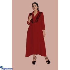 Front Embroidery cross stitch Long Red dress Buy Innovation Revamped Online for CLOTHING