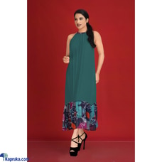 Greenish Blue Cotton Silk cutaway Dress With Georgette Frill Buy Innovation Revamped Online for CLOTHING
