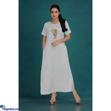 White Rayon Front Elephant Embroidery Dress Buy Innovation Revamped Online for CLOTHING