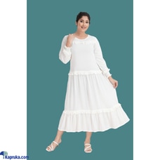Cotton Silk White Tiered Frill Dress Buy Innovation Revamped Online for CLOTHING