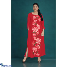 Slab Linen Front Applique Embroidery Red Dress Buy Innovation Revamped Online for specialGifts