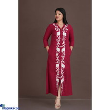 Linen Floral Cluster Embroidery  Red Dress Buy Innovation Revamped Online for specialGifts