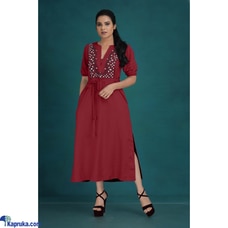 Satin Cotton Front Embroidery Red Dress Buy Innovation Revamped Online for CLOTHING