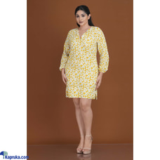 Yellow Cotton Silk Printed Floral Raglan Sleeve Short Dress Buy Innovation Revamped Online for CLOTHING