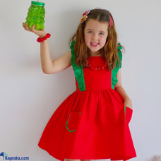 Red cotton dress with frill Buy elfin kidz Online for CLOTHING