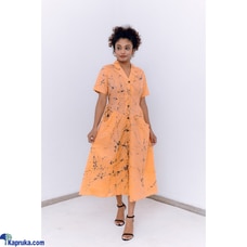 Batik Dress in orange with slanted pockets DR020 Buy Teal Online for CLOTHING