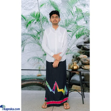 Dark blue unisex batik sarong with java design at Kapruka Online