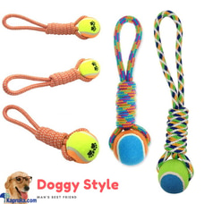 Pet Dog Chewing Toy Coil Knot Chew Bite Resistant Interactive Cotton Rope with Tennis Ball Loop Hand Buy  Online for specialGifts