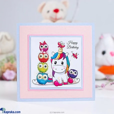 Unicorn and Owls Happy Birthday handmade greeting card Buy Cinnamon Love Creations Online for specialGifts