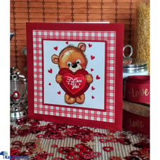 I Love You (Red Heart) Teddy (Red)  - handmade greeting Card at Kapruka Online