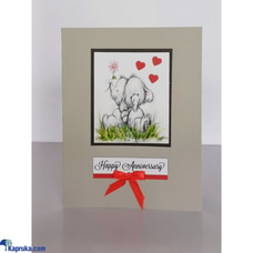 Elephants & Hearts Happy Anniversary handmade greeting card at Kapruka Online